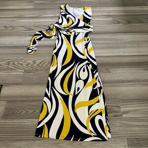 BODEN Women’s Navy/Yellow Long Jersey Wrap Maxi Dress Size 4R